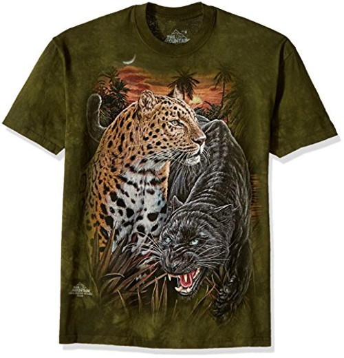 The Mountain Two Jaguars Adult T-Shirt Green XL The Mountain Two Jaguars Adult T-Shirt Green XL
