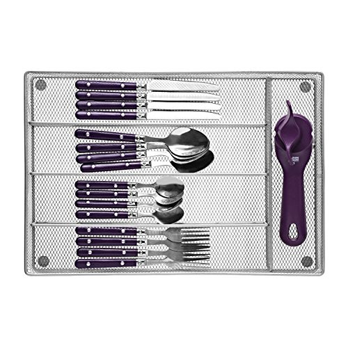 Cutlery Tray by Mindspace, 5 Compartments Utensil Organizer | The Mesh Collection, Silver