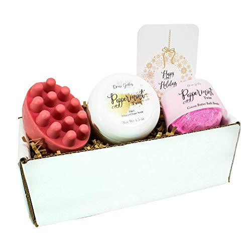 Peppermint Twist Holiday Care Package Friend Christmas Gift - Bath Bomb Luffa Soap Whipped Sugar Scrub -1-