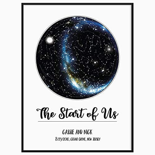 Custom Personalized Star Constellation Map WITH MILKY WAY  Star Chart  Engagement Birthday Baby Wedding Anniversary Present  Night Sky Poster