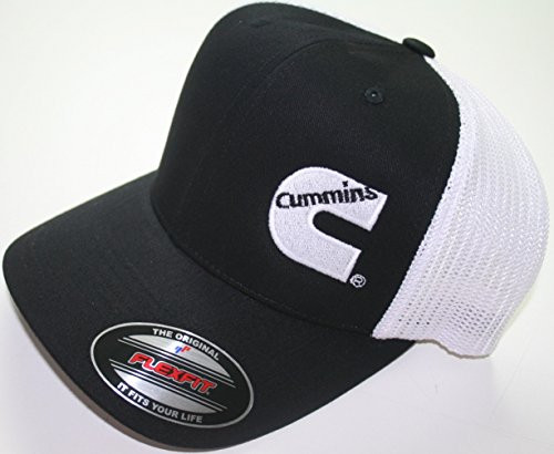 Diesel Power Plus Dodge Cummins Flexfit Flex Fit Hat Cap Summer Trucker Mesh Black White Fitted