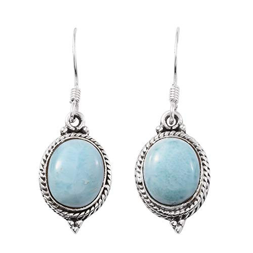 925 Sterling Silver  Dangle Earrings  Oval Larimar earrings  Drop Earrings 925 Sterling Silver  Dangle Earrings  Oval Larimar earrings  Drop Earrings