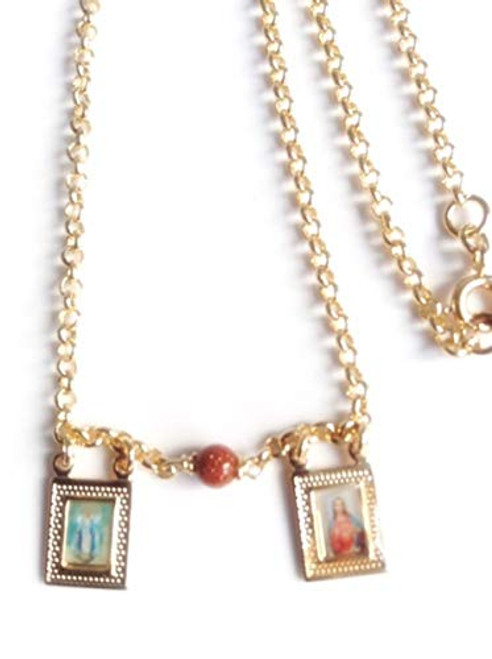 Scapular Catholic Sacred Heart of Jesus and Miraculous Medal Necklace Scapular Catholic Sacred Heart of Jesus and Miraculous Medal Necklace
