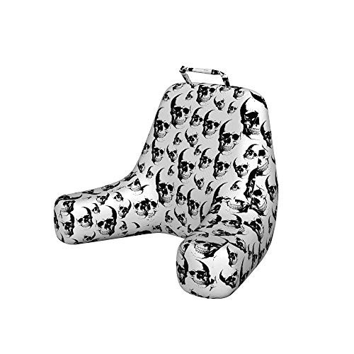 Lunarable Skull Reading Pillow Cover  Skulls Pattern Monochrome Detailed Sketch Human Skeleton Head Fear Halloween Theme  Unstuffed Printed Bed Rest Case from Soft Fabric  XL Size  Black White