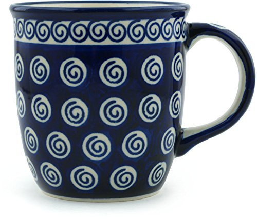 Polish Pottery Mug 12 oz Cobalt Swirl