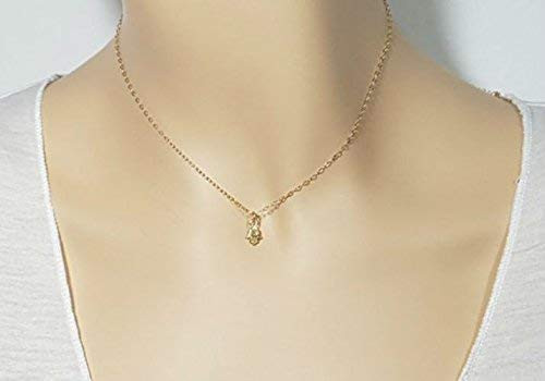 Tiny Hamsa Necklace Gold Small Charm 
