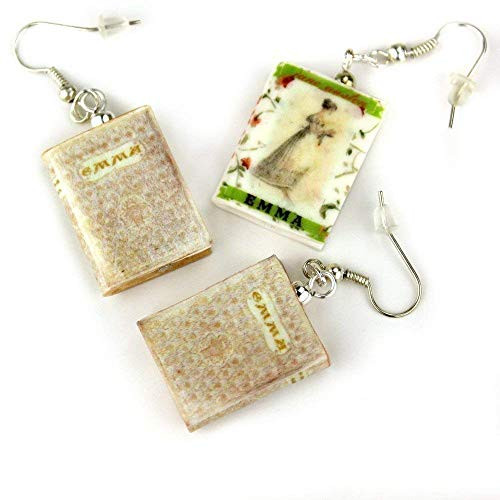 Emma Jane Austen Clay Mini Book Earrings Choose Your Edition and Hardware