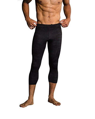 Onzie Hot Yoga Mens Core Capri 504 Black Camo -Black Camo  Small Medium-