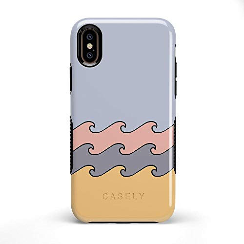 Casely iPhone X XS Phone Case - High Tide Layered Ocean Waves Case - 360 Degree Coverage for Your Phone - Precise Cutouts  1mm Raised Lip Camera Protection - Bold