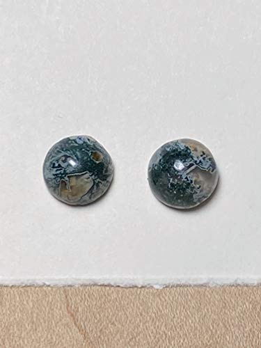 10mm Red Moss Agate and Sterling Silver Post Earrings