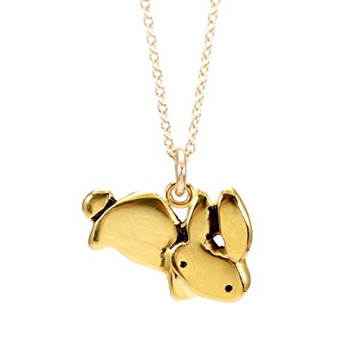 Tiny Gold Bunny Rabbit Necklace - Yellow Gold Plated Rabbit Pendant on Gold Filled Chain