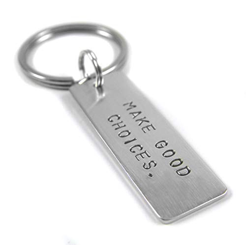 Silver Bar Key Chain - Personalized with Your Special Message and Name - Hand Stamped Sterling Silver - Custom Wide Bar Keychain