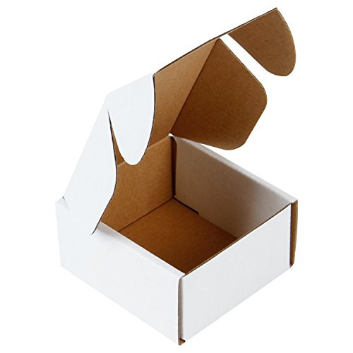 RUSPEPA Recycled Corrugated Box Mailers - Cardboard Box Perfect for Shipping Small - 4" x 4" x 2" - 50 Pack - Oyster White