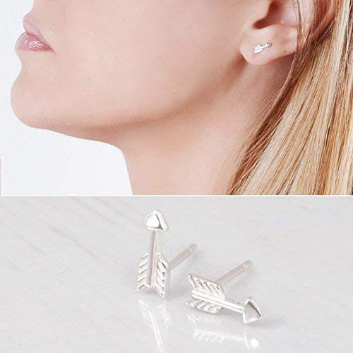 Sterling Silver Tiny Arrow Stud Earrings - Designer Handmade Simple Small Post Earrings