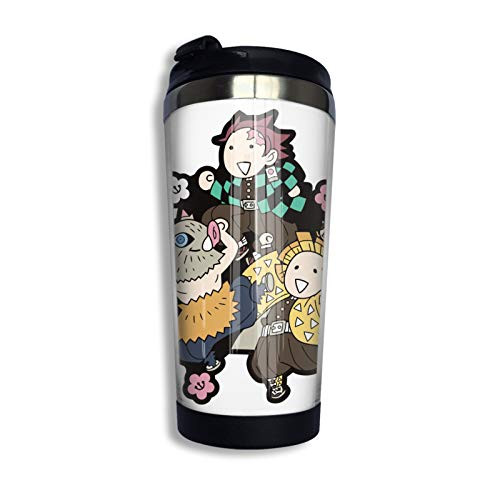 Demo-N Slayer Chibis Coffee Travel Mug Cup Portable Stainless Steel Vacuum Insulated Tumbler 13.5 Oz