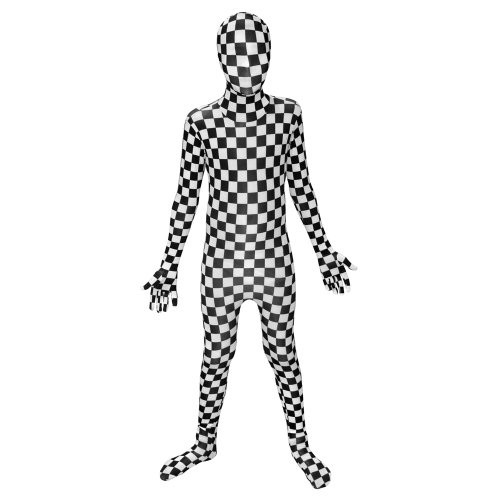 Morphsuits Black and White Check Kids Fancy Dress Costume - Size Medium 3 6 -3 11  -105cm - 119cm-