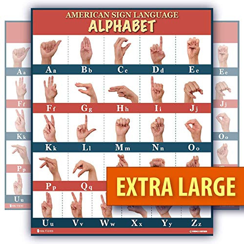 Sign Language abc -24x30- EXTRA LARGE LAMINATED poster UPDATED FIXED images Young N Refined
