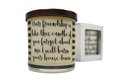 Our Friendship Is Like This Candle If You Forget About Me I Will Burn Your House Down Candle - Natural Soy Candle  Gift Idea  Message Candle