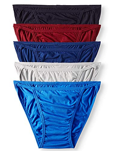 Jockey Life Men_s 5-Pack 24 7 Comfort Staycool String Bikinis - Assorted Solids Colors -M-