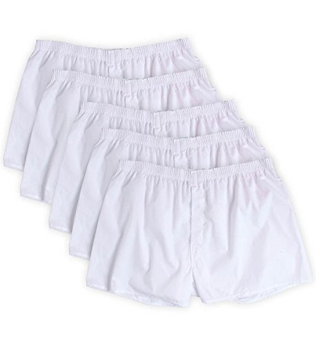 Fruit of the Loom Mens 5-Pack Solid White Boxers 5P595 -X-Large -Waist 40-42--