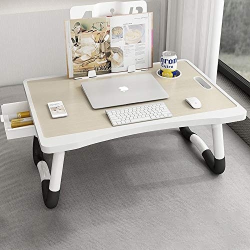 Laptop Desk Tray Foldable Asltoy Laptop Desk with Drawer Book Stand Lap Desk for Bed Laptop Bed Tray Lap Table Adjustable Notebook Desk Laptop Table Portable Notebook Tablet Table -Beige-