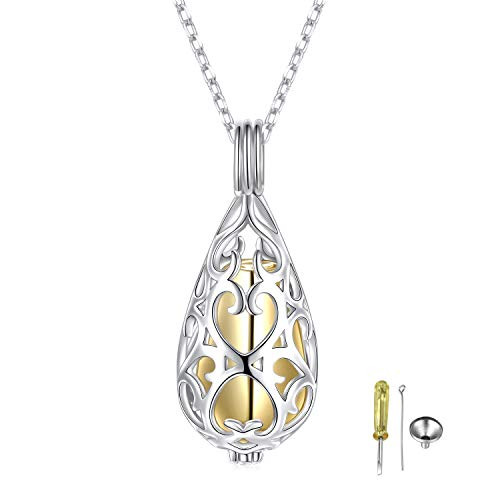 S925 Sterling Silver Always in My Heart Teardrop Memorial Pendant Necklace with Hollow Urn Keepsake Cremation Jewelry for Ashes S925 Sterling Silver Always in My Heart Teardrop Memorial Pendant Necklace with Hollow Urn Keepsake Cremation Jewelry for Ashes