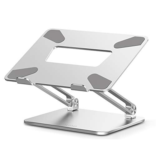 Adjustable Laptop Stand  FLOPAD Ergonomic Standing Desk with Heat-Vent  Laptop Riser with Anti-Slip Silicone  Compatible with 10-17   MacBook Pro Air  Dell  HP  Lenovo  and Surface Laptops  -Silver-