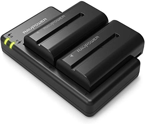 NP-F550 RAVPower Battery Charger for Sony NP F970  F750  F770  F960  F550  F530  F330  F570  CCD-SC55  TR516  TR716  TR818  TR910  TR917 and more -2-Pack Replacement Battery Kit  Dual Slot Charger-