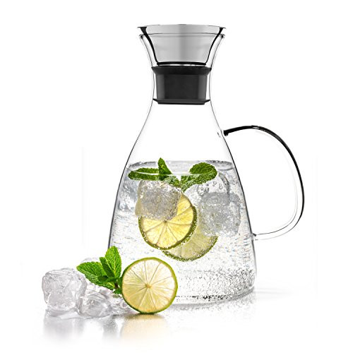 Tealyra - Large Glass Carafe 56-ounce - Drip-free - Stovetop Safe - Borosilicate Water Pitcher Jug Infuser - Hot or Iced Tea Juice Beverage - Decanting Serving Wine - 1600ml