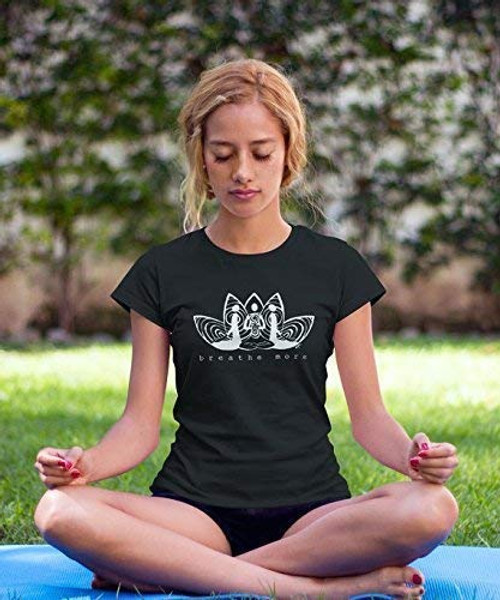 Yoga T shirt  Lotus Shirt  Breathe Tshirt  Women_s T shirt - Yoga Top  Meditation Tshirts - Organic T-Shirt  Bamboo TShirt  BREATHE MORE