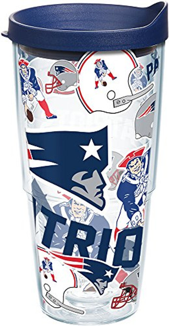 Tervis 1248023 NFL New England Patriots All Over Tumbler with Wrap and Navy Lid 24oz, Clear Tervis 1248023 NFL New England Patriots All Over Tumbler with Wrap and Navy Lid 24oz, Clear