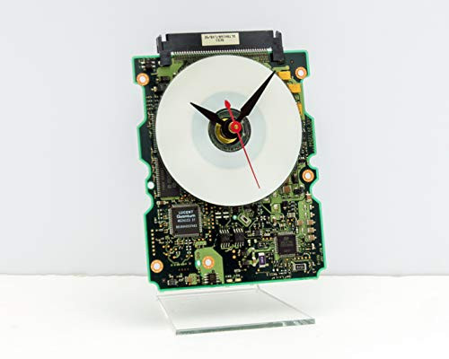 hard drive circuit board clock  Computer  geek  nerd  Recycle  upcycle  reuse  repurpose  steampunk  Apple  Mac  PC  desk  Father  office