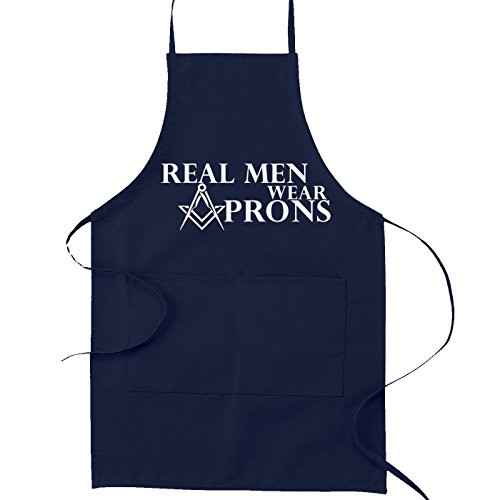 Real Men Wear Aprons Masonic Cooking Kitchen Apron - [Navy Blue]