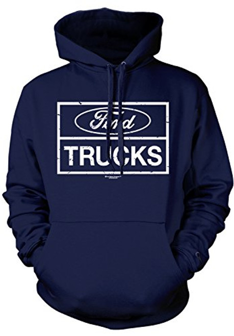 Amdesco Men_s Ford Trucks  Officially Licensed Ford Hooded Sweatshirt  Navy Blue XL