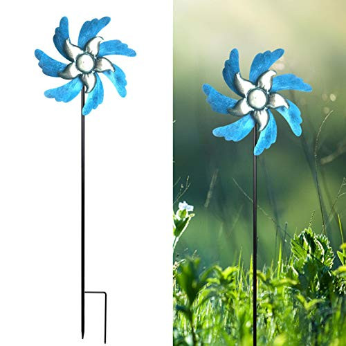 CALIDAKA Wind Spinner  Metal Iron Wind Spinner  Flower Wind Spinner  Kinetic Dual Wind Spinner Outdoor  Weatherproof Metal Wind Sculptures Spinners for Outdoor Yard Patio Lawn Garden