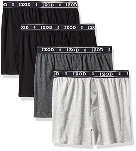 IZOD Men_s 4Pk Knit Boxer  Black Heather Grey Black Charcoal Heather Grey  Medium