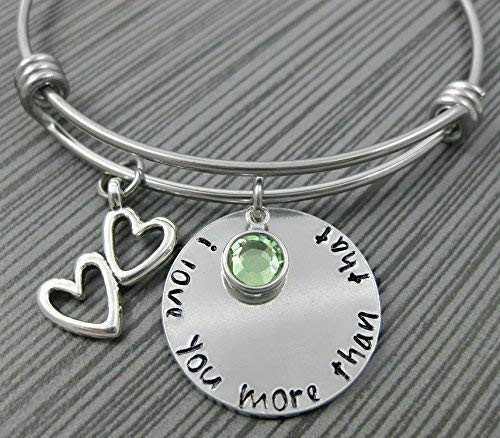 I Love You More Than That Charm Bracelet Adjustable Wire Bangle Hand Stamped Charm Bracelet Anniversary Gift I Love You More Than That Charm Bracelet Adjustable Wire Bangle Hand Stamped Charm Bracelet Anniversary Gift