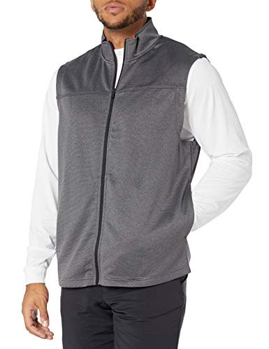 PGA TOUR Men_s Two Tone Half Zip Vest  Caviar Heather  Medium