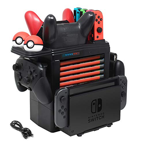 FYOUNG Charging Dock for Nintendo Switch  Charger Stand for Nintendo Switch Pro Controllers Joy-Cons and Pokeball Plus Controller  Storage Tower Controller Charger for Switch Accessories
