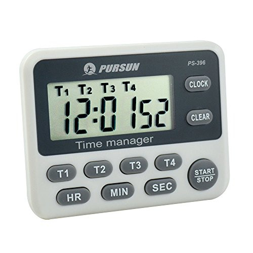 WiseField Digital Kitchen Cooking Countdown Up Magnetic Timer Clock with Loud Alarm , Large LCD Display, 4 Groups Simultaneous Timing