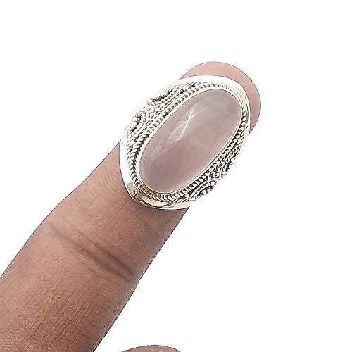 Solid 925 Sterling Silver Rings for Women  and  Girls  Sterling Silver Rose Quartz Ring Cocktail Mothers Day Gift  Bridesmaid Gift  Handmade Jewelry
