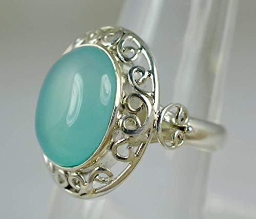 Chalcedony Silver Ring 925 Solid Sterling Silver Handmade Jewelry Size 3-14 US