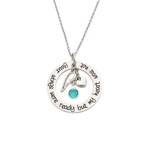 Angel Wing Personalized Necklace - Your Wings Were Ready But My Heart Was Not - Memorial Necklace