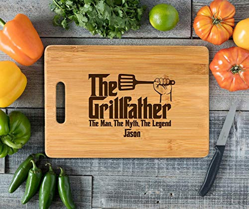 Personalized Cutting Board Engraved Bamboo Chopping Block Bamboo Handle Grillfather