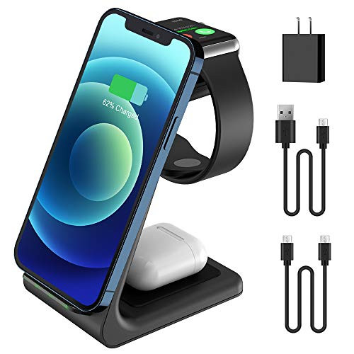 2020 Update Wireless Charging Station JoyGeek 3 in 1 Wireless Charger Qi Fast Charging Stand Dock for Apple Watch SE 6 5 4 3 2 AirPods 2 Pro iPhone 12 12 Pro 11 SE X XR XS XS Max 8 Plus -Black- 2020 Update Wireless Charging Station JoyGeek 3 in 1 Wireless Charger Qi Fast Charging Stand Dock for Apple Watch SE 6 5 4 3 2 AirPods 2 Pro iPhone 12 12 Pro 11 SE X XR XS XS Max 8 Plus -Black-