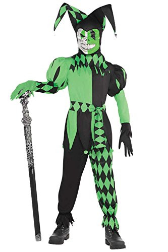 amscan Boys Green Wicked Jester Costume - Multicolor  Medium Size -8-10 Years Old-