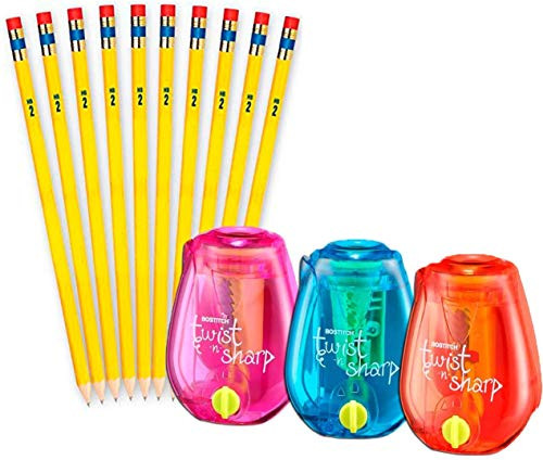 Single Hole N-Sharp Manual Pencil Sharpener -3-Pack- and Write Cedar Pre-Sharpened Pencils -12-Count-