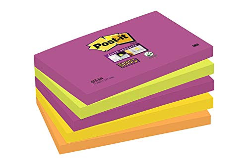 Post-it 655S-N 76 x 127 mm Super Sticky Notes  Cape Town Colour Collection  5 Pads -90 Sheets Per Pad-