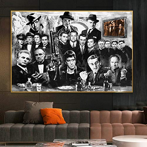 N ? Wall Art Canvas Decorative Painting Godfather Oil Painting on Canvas Posters and Prints Scandinavian Wall Art Picture for Living room-60x80cm