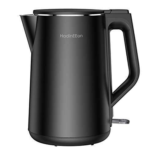 HadinEEon 1.5L 6 Cups Electric Kettle  1500W Stainless Steel Interior Double Wall Electric Tea Kettle  Cool Touch Water Boiler  Cordless  BPA-Free with Auto Shut-Off  and  Boil-Dry Protection